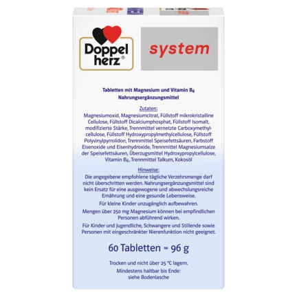 Abbildung der Produktverpackung Doppelherz system MAGNESIUM 400 DEPOT Seitenansicht rechts